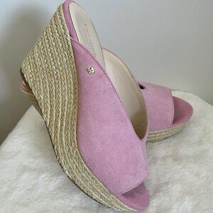 kate spade Pink Suede Thea Espadrille Wedges Sandals Size 7 Slip On Comfort Shoe